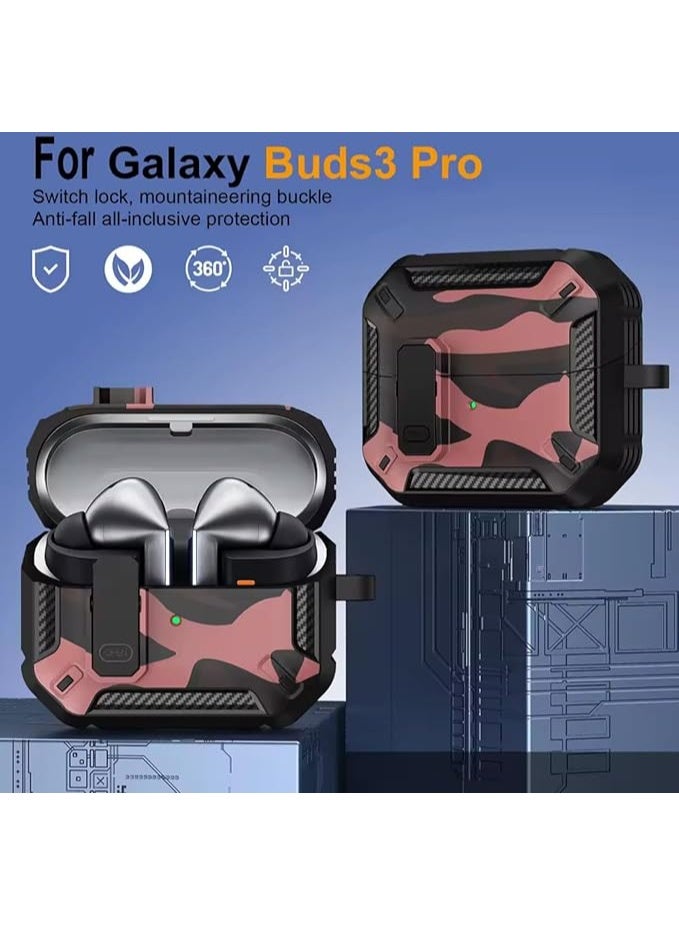 فكرة Fekra متوافق مع Samsung Galaxy Buds 3 Pro/Buds 3 حافظة مقاومة للصدمات بالكامل (قفل آمن) Galaxy Buds 3 و Galaxy Buds 3 Pro (2024) مع حلقة تثبيت - Image 3